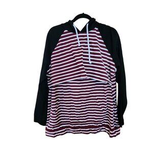 Ginkana Womens XXL Striped Red & White Nursing Hoodie With Black Sleeves